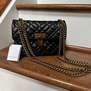 NWT Kurt Geiger Mini Black Quilted Leather Brixton Crossbody Bag
